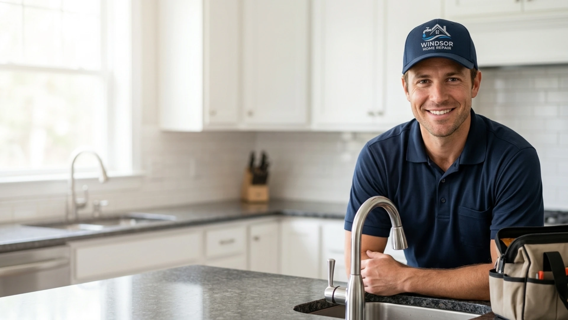 Windsor Home Repair technician wearing company branded work shirt